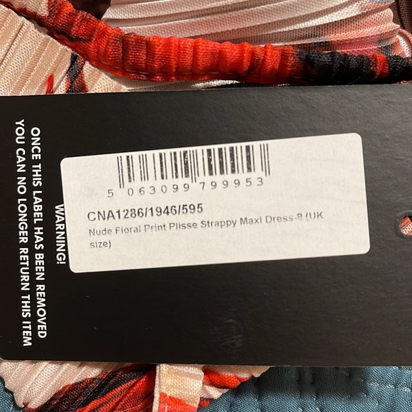NWT Nude Floral Print Plisse Strappy Maxi Dress - Picture 6 of 6